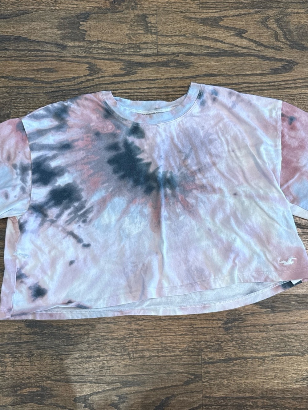 Hollister Tie-Dye Cropped Tee - Pink & Blue